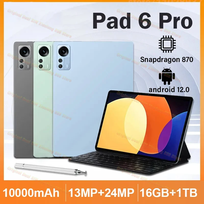 

Original 2024 2-in-1 Pad 6 Pro Android 12 Snapdragon 870 Octa Core 11 Inch Global Version Tablet PC Dual SIM Card 5G WIFI Pad 6