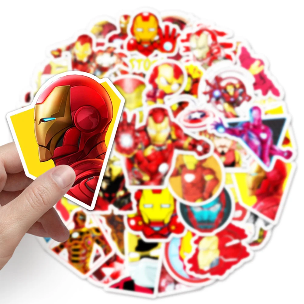 10/30/52PCS Disney The Avengers Iron Man Stickers DIY Laptop Luggage Skateboard Waterproof Cool Graffiti Decals for Kid Toys