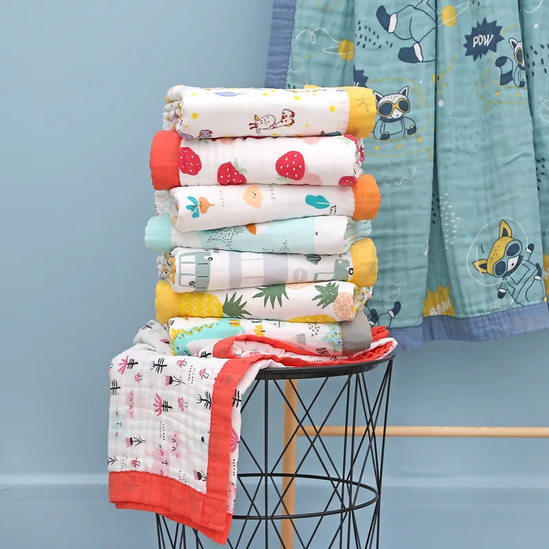 الأطفال الكرتون الحيوان منشفة استحمام الطفل ستة طبقة الشاش البشكير المرجان الصوف الكرتون الطفل بطانية