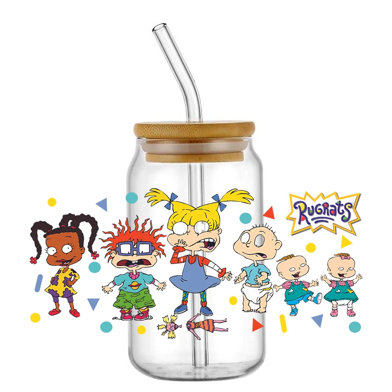 Miniso Mixed Cute Cartoon 6OZ UV DTF Cup Wrap Transfer Stickers etichette personalizzate fai da te durevole Logo impermeabile per Libbey Glass Can