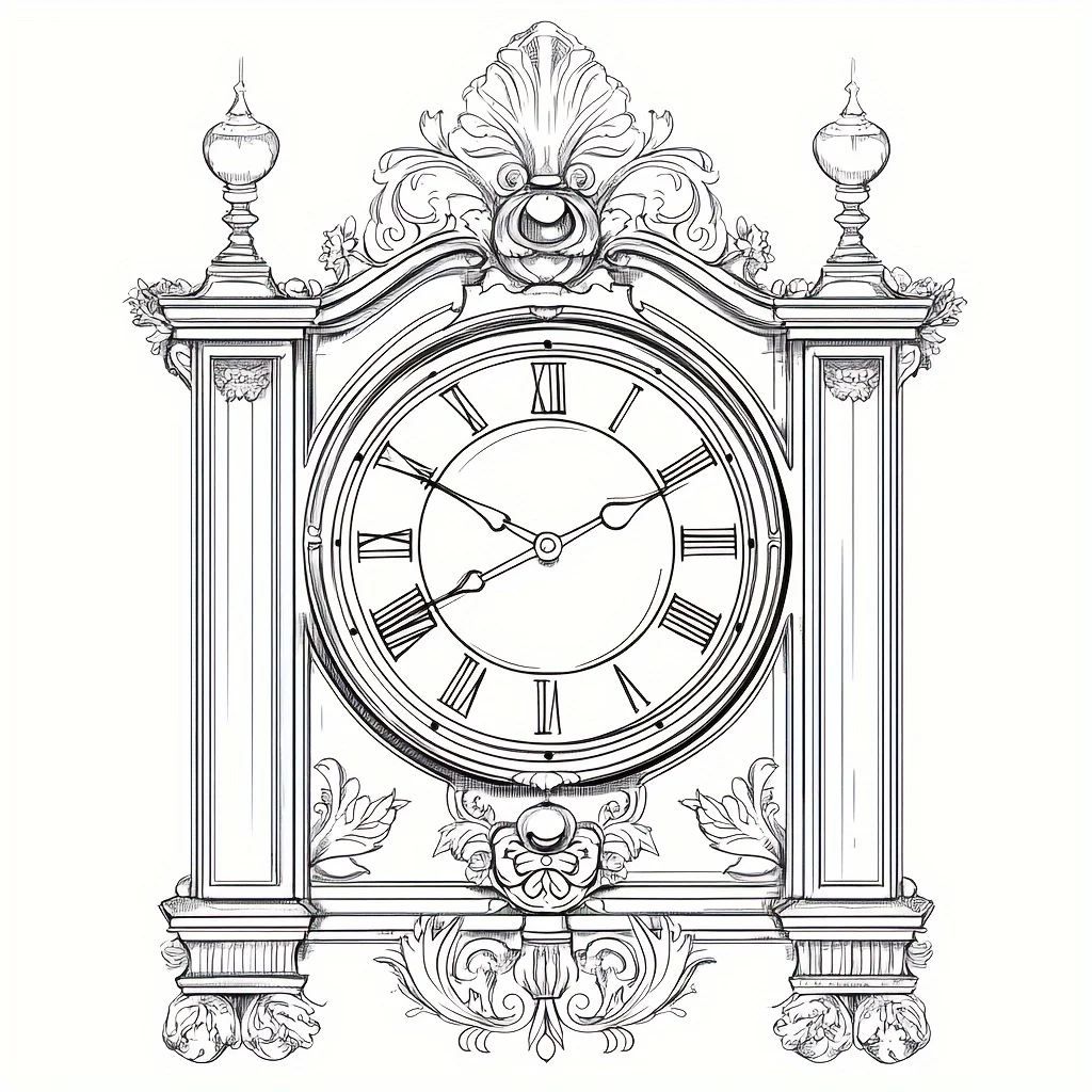 28-seitiges Malbuch mit Vintage-Uhren für die Stressreduzierung bei Erwachsenen |   Malbuch zur Stressabbau und Stimmungsreduzierung zum Valentinstag