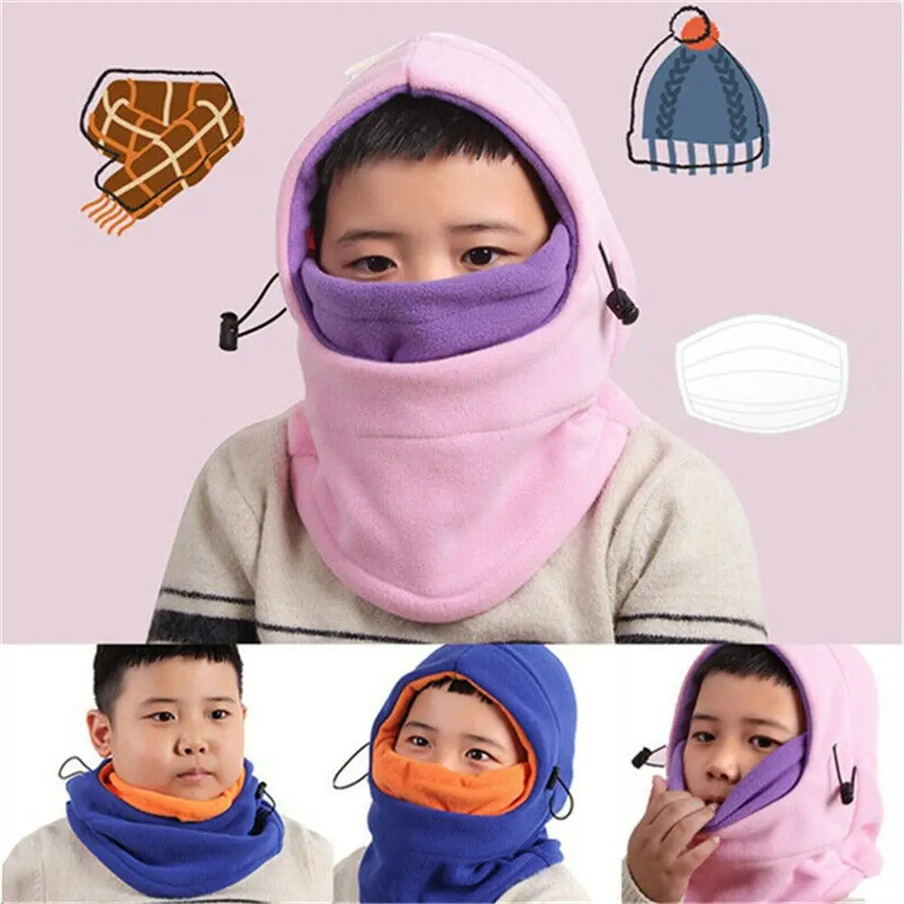 Nhiệt Cổ Ấm Áp Đầy Đủ Mặt Mặt Nạ Trượt Tuyết Hood Mũ Trẻ Em Mùa Đông Trang Balo Nón Bé Trai Bé Gái Trẻ Em Nắp