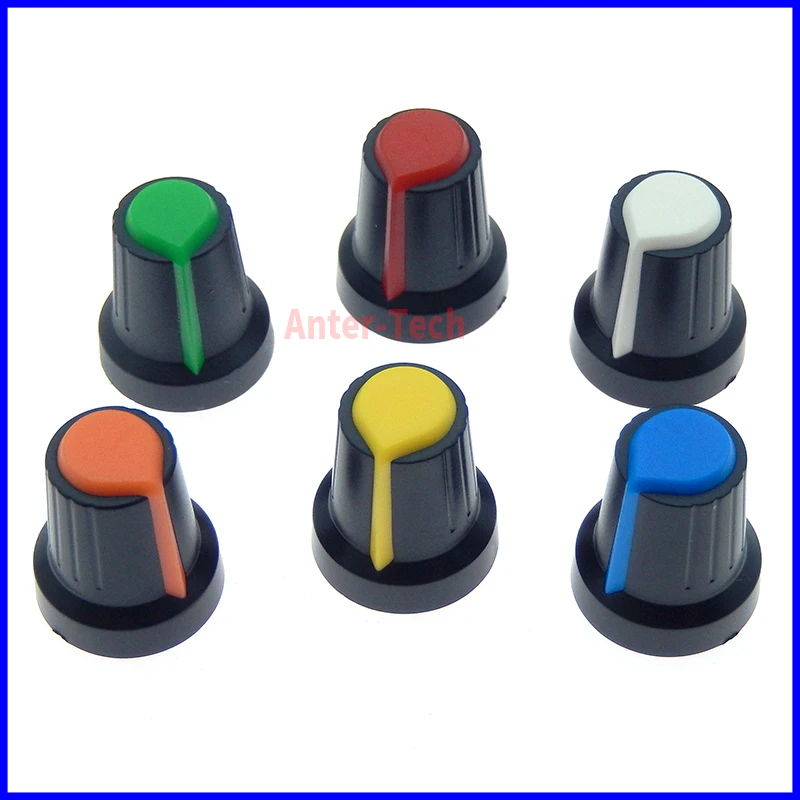 10Pcs WH148 Potentiometer Switch knob Cap Plastic Knob Plum Handle 15X17mm AG2 Handle 6MM BLACK RED YELLOW ORANGE WHITE