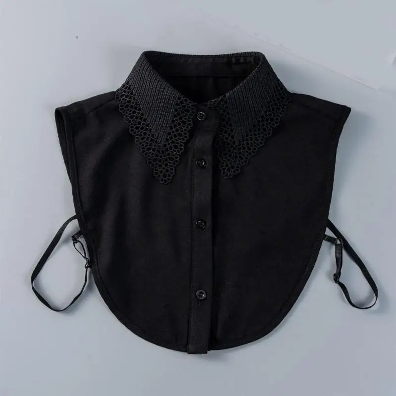 x5xa-soft-half-shirts-blouse-detachable-half-false-collar-with-peplum-shoulder-elegant-lace-collar-insert-for-work-parties