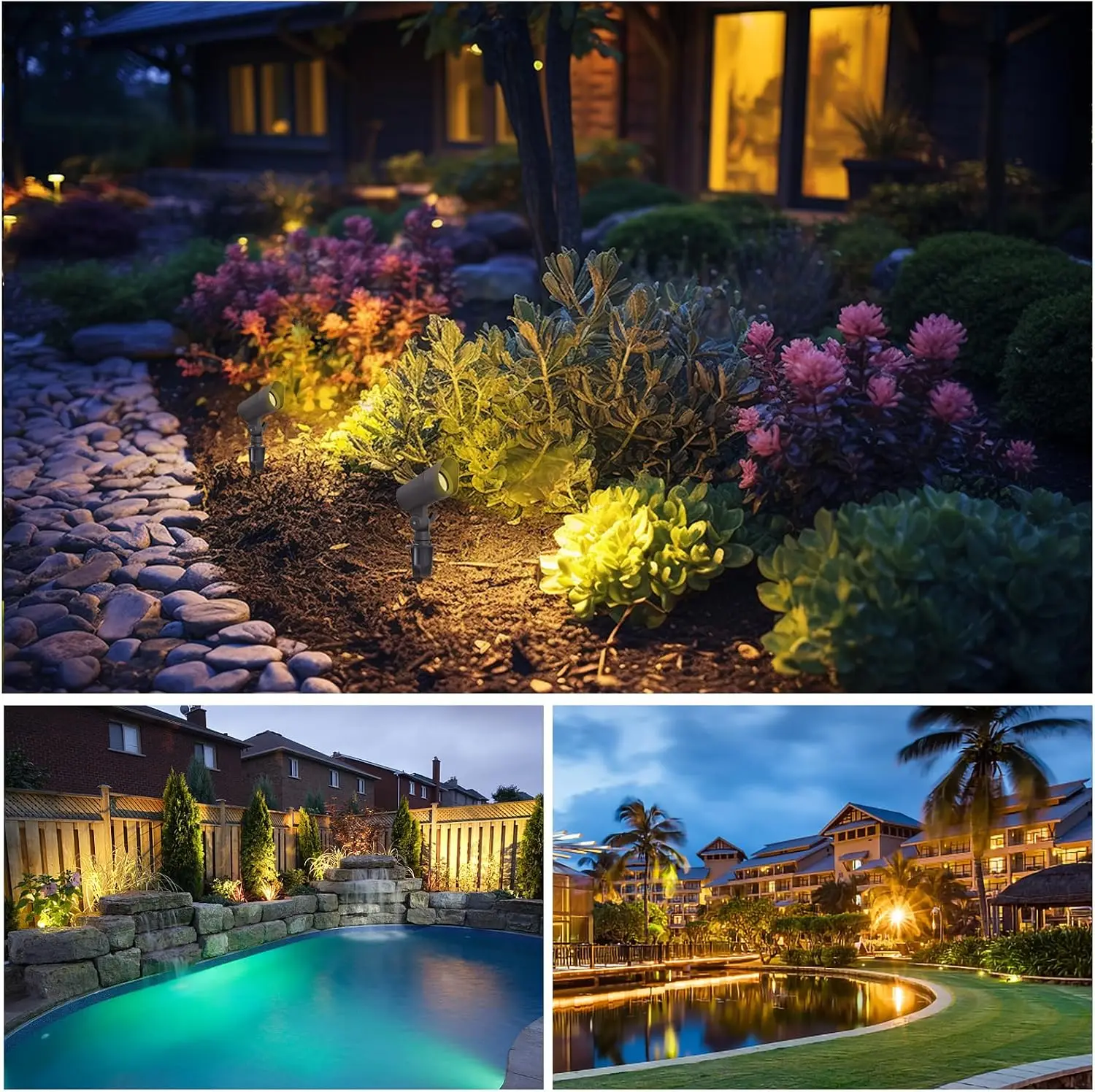 Low Voltage 12V LED Landscape Lights Warm White 3000K 4W 175LM Outdoor Waterproof Garden Pathway Spotlights Spike Stand 6 Pack C view 6