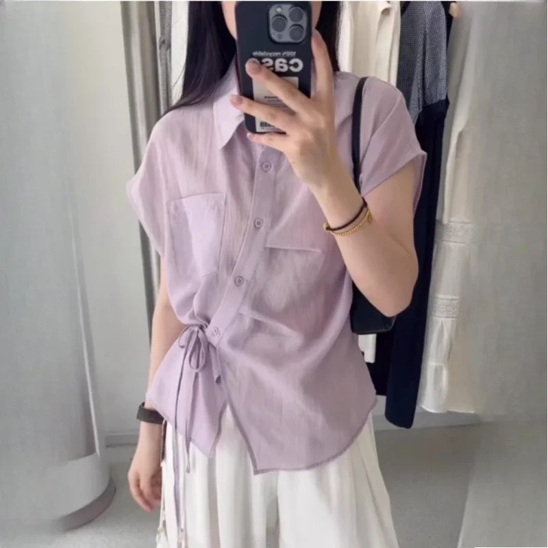 

Chiffon Women's Blouses Korean Shirts FASHION Loose Spring/Summer Vintage Clothing Solid Sleeveless Women Tops