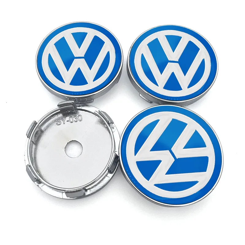 4PCS Blue Car Wheel Center Stickers Hub Decals Auto Styling For Volkswagen B5 B6 B7 T4 T5 Golf 4 5 6 7 Polo Passat Tiguan Jetta