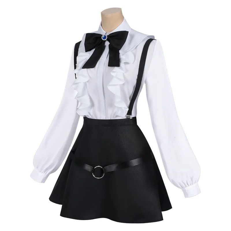 ألينا كلوفر أزياء تنكرية شعر مستعار أنيمي نقابة الاستقبال سولو بوس JK بدلة قميص أبيض تنورة سوداء الانحناء للنساء الفتيات الطرف