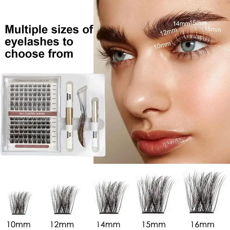 DIY Eyelash Extension Kit 72/108pcs Individual Lashes Kit Natural Lash Clusters D Curl Wispy Lash Kit with Lash Glue Makeup