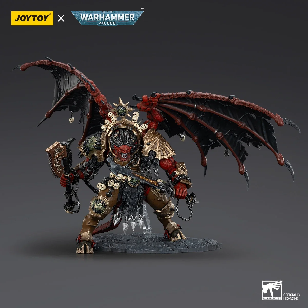 JOYTOY Warhammer 40k 1/18 Action Figures World Eaters Angron, Daemon Primarch of Khorne Figurine Modello Statua Giocattolo Personalizzato Regalo