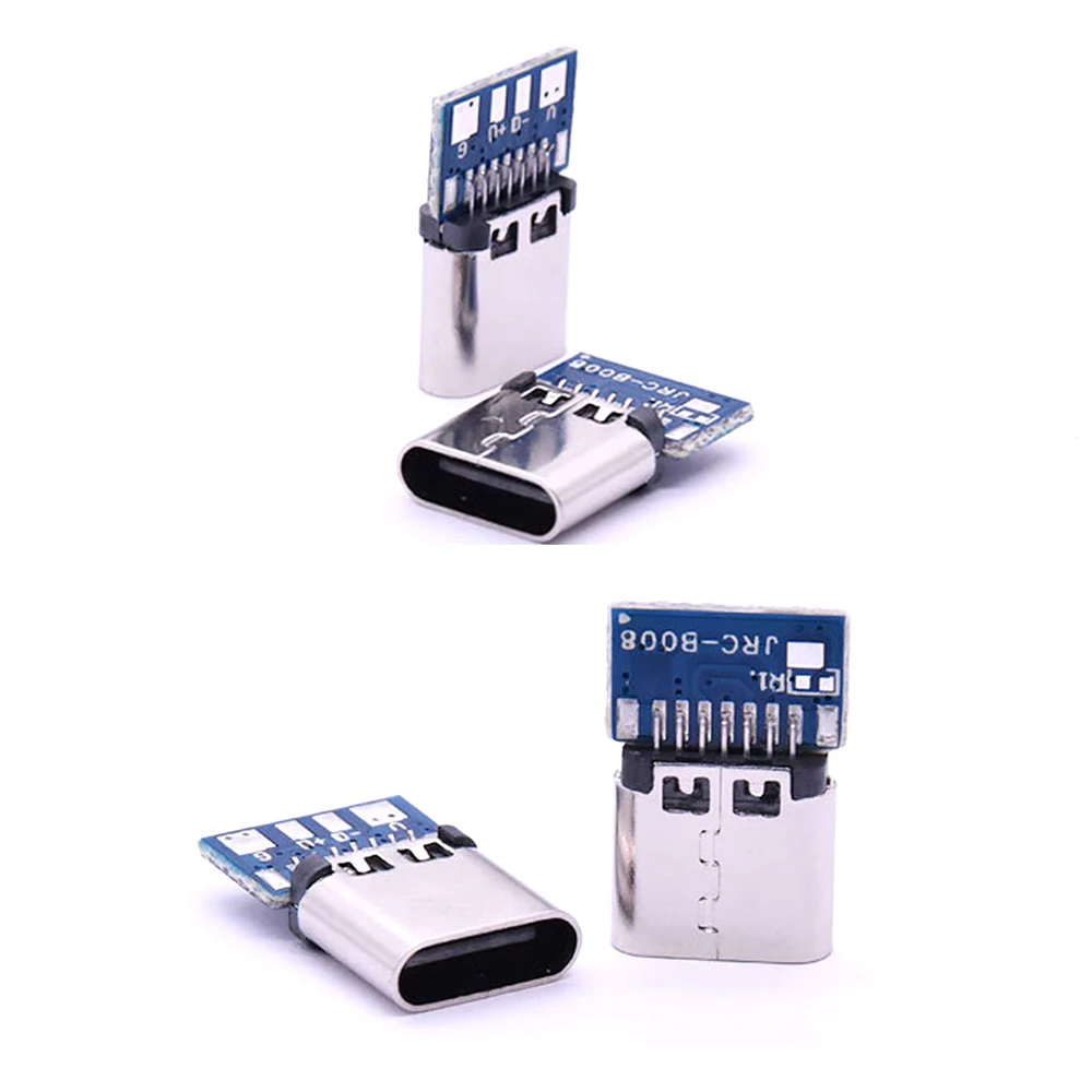 10pcs USB 3.1 Type C Connector 14 Pin Female Socket receptacle Through Holes PCB 180 Vertical Shield USB-C