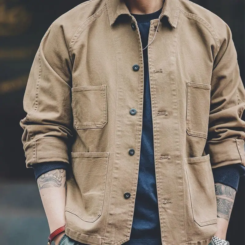 

American Retro Men, Spring And Autumn Loose Fit, Trendy New Style, Stylish Workwear, Versatile Thin Jacke