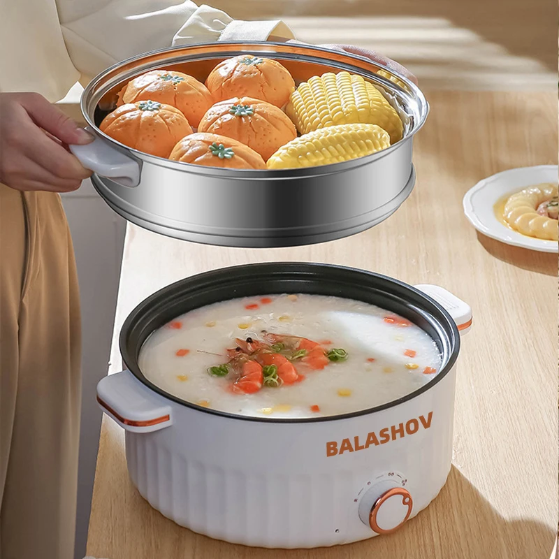 Mini Electric Cooking Machine Double Layer Hot Pot Multifunction Household Electric Cooker Non-stick Pan Pots EU /US Plug