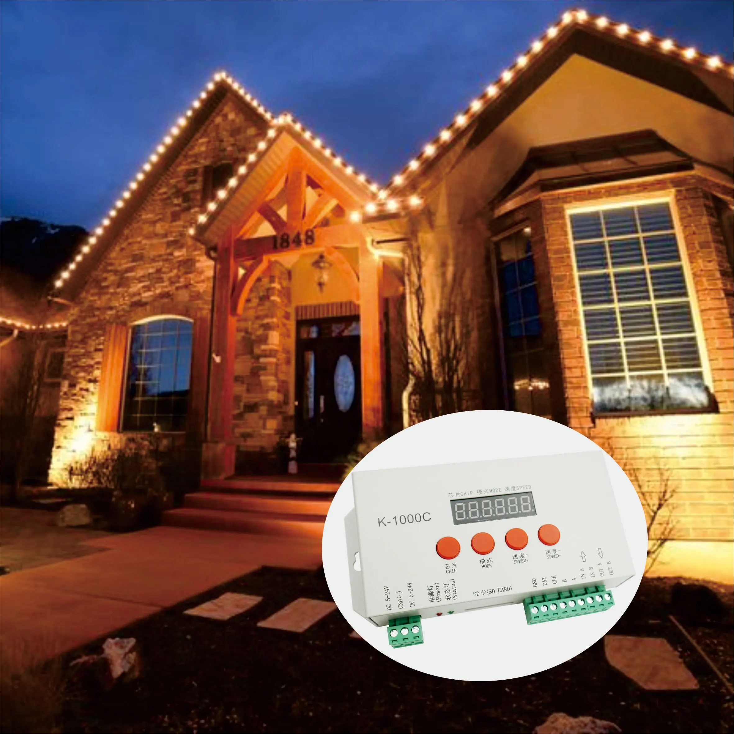 supports multi-chip DC5-24V DMX512 1000C RGB decorative light point light source controller
