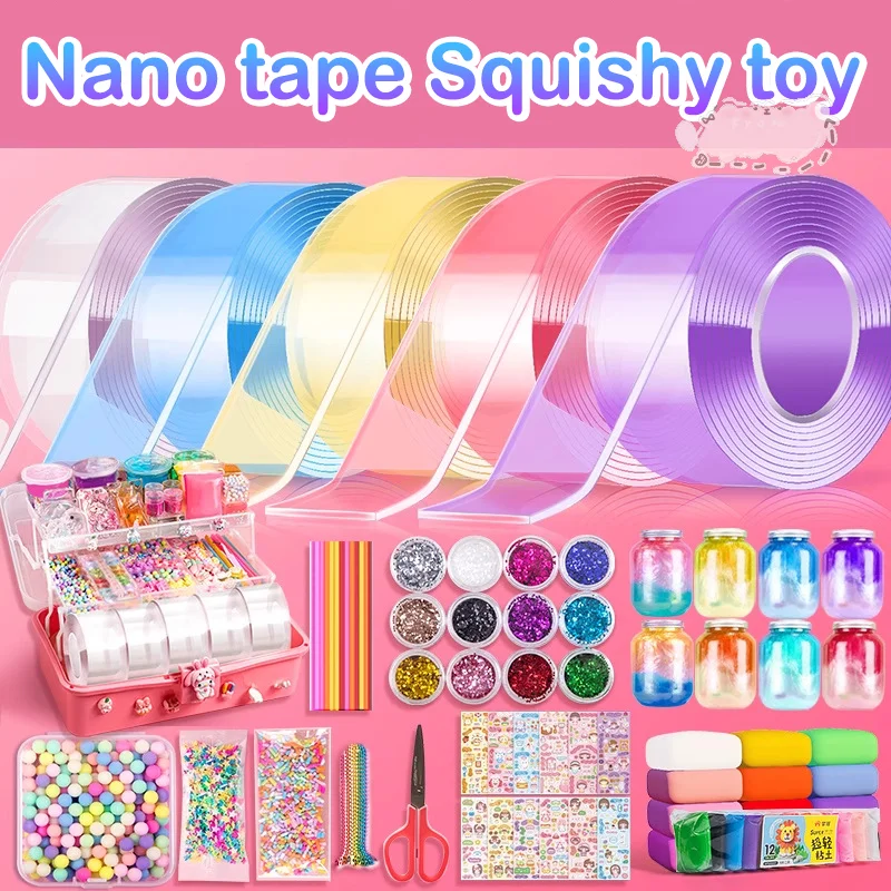 DIY Craft Pinch Toy Making Blowable Bubble Tape Non-marking Double-sided Adhesive Reusable Color High Sticky Nano Tape