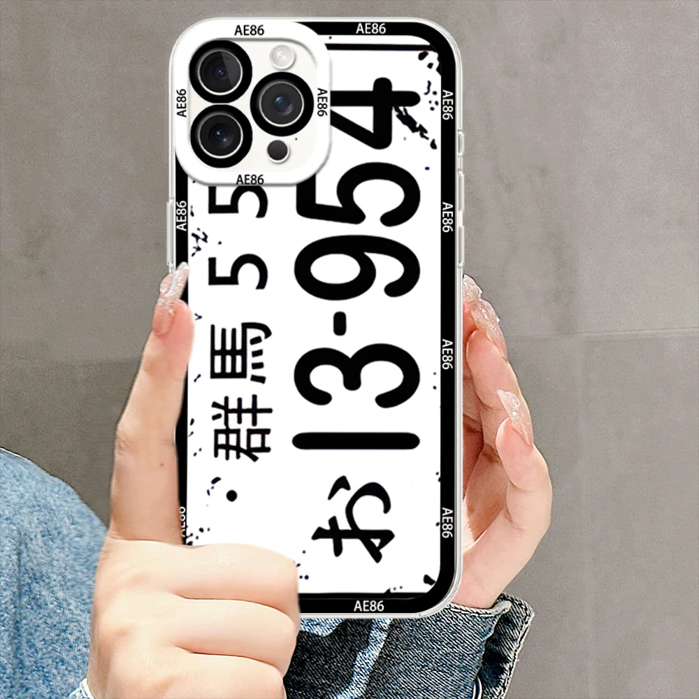 Phone Case For iPhone Transparent Border Soft Shell 11 12 13 Mini 14 15 16 Pro Max AE86 Initial D Anime