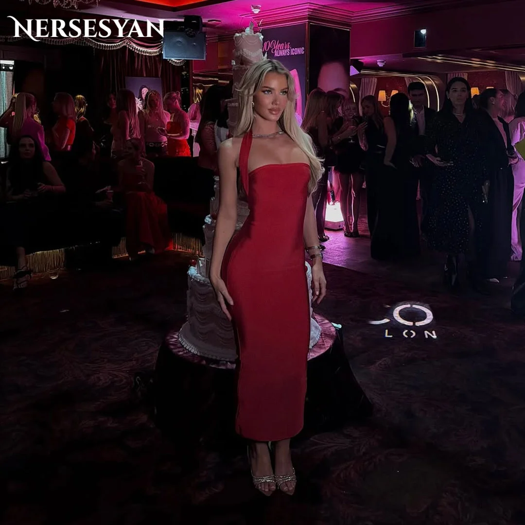 

Nersesyan Luxury Mermaid Evening Dresses Off Shoulder Satin Women Formal Dress Halter Backless Bodycon Party Gowns Customized