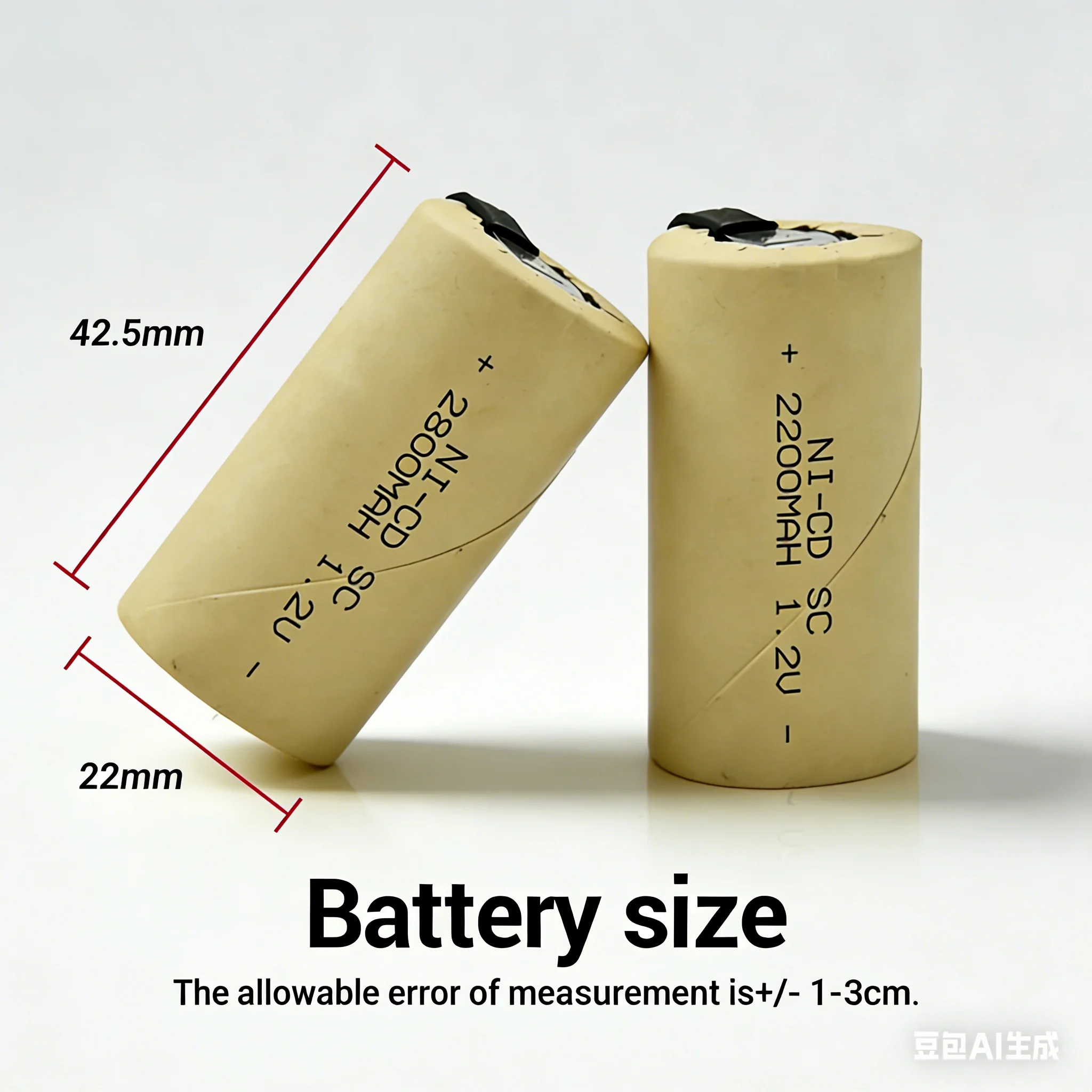 Heiß begehrter 1,2V 2200mAh/2800mAh Nickel-Cadmium-Akku, geeignet als Ersatzakku für verschiedene Stromversorgungsgeräte.