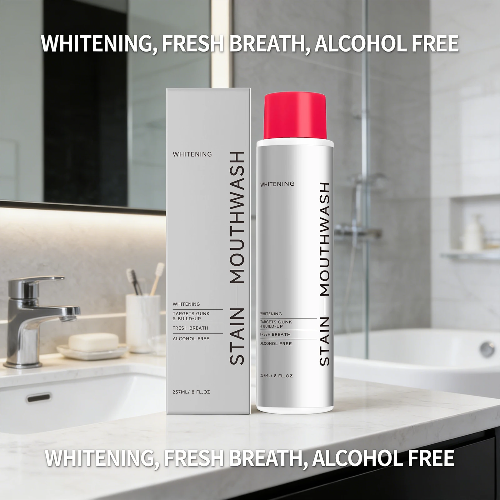 Whitening Stain Mouthwash Clean Food Residue Reduce Dental Plaque Eliminate Odors Freshing Breath Alcohol Free Daily Teeth Care
