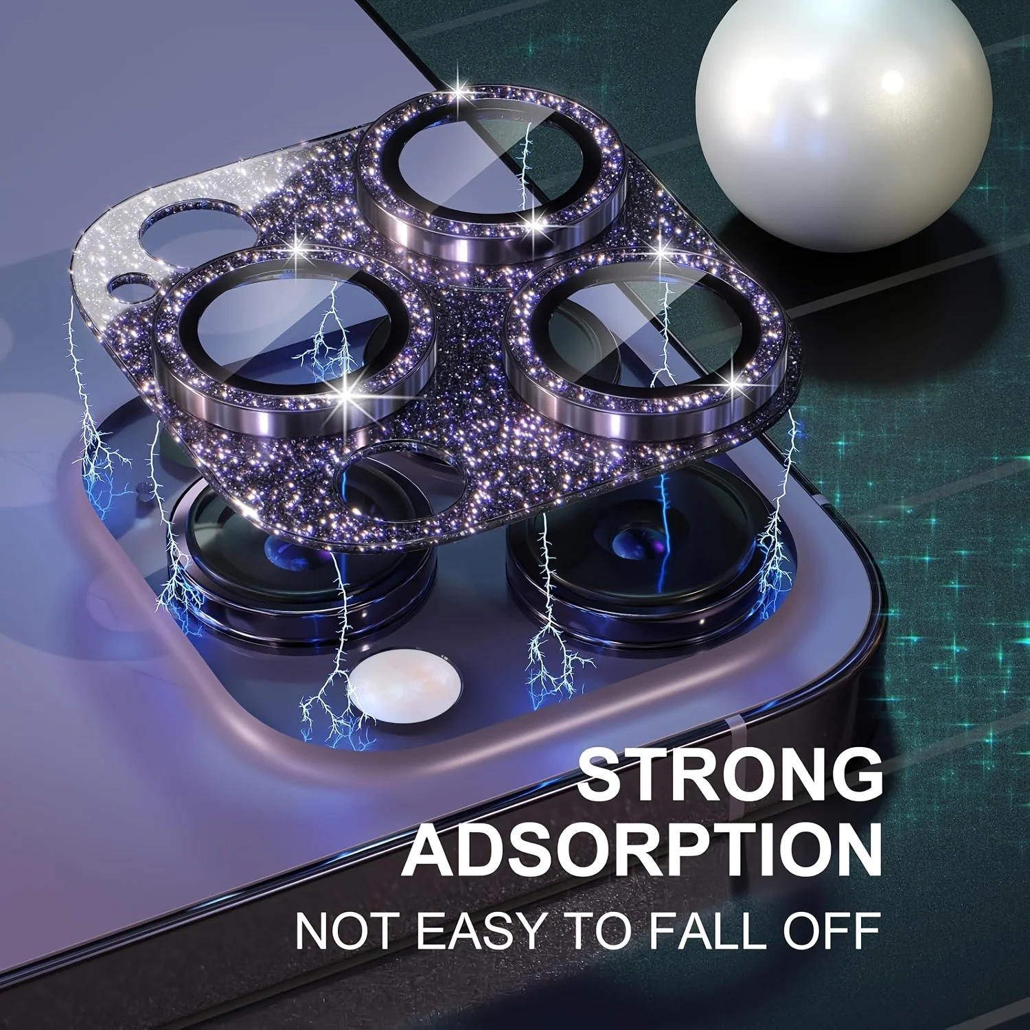 قطعة واحدة من واقي عدسة الكاميرا باللون الأرجواني اللامع لهاتف iPhone 16/15/14/Plus/Pro/Pro Max، زجاج مقسى صلابة 9H، خدوش،