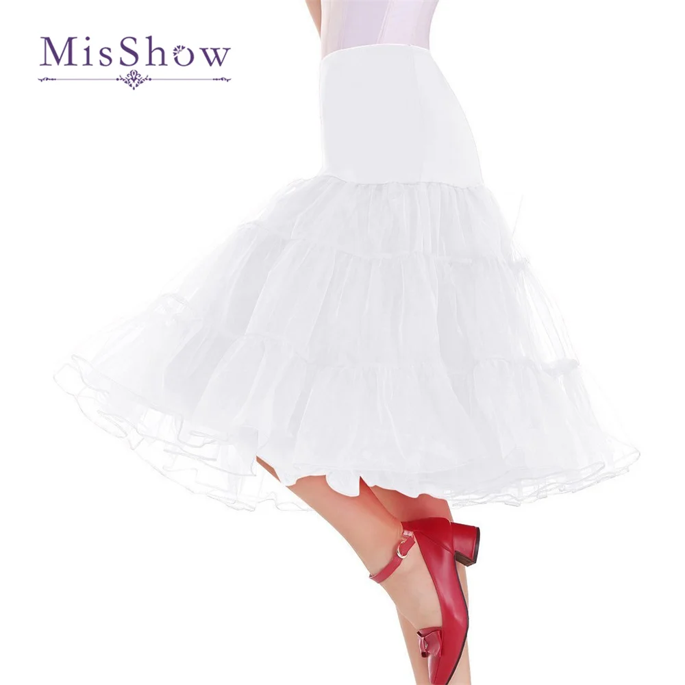 MisShow halka marszczona krynolina Vintage ślubna ślubna do sukienki spódniczka Rockabilly spódnica Tutu dla kobiet