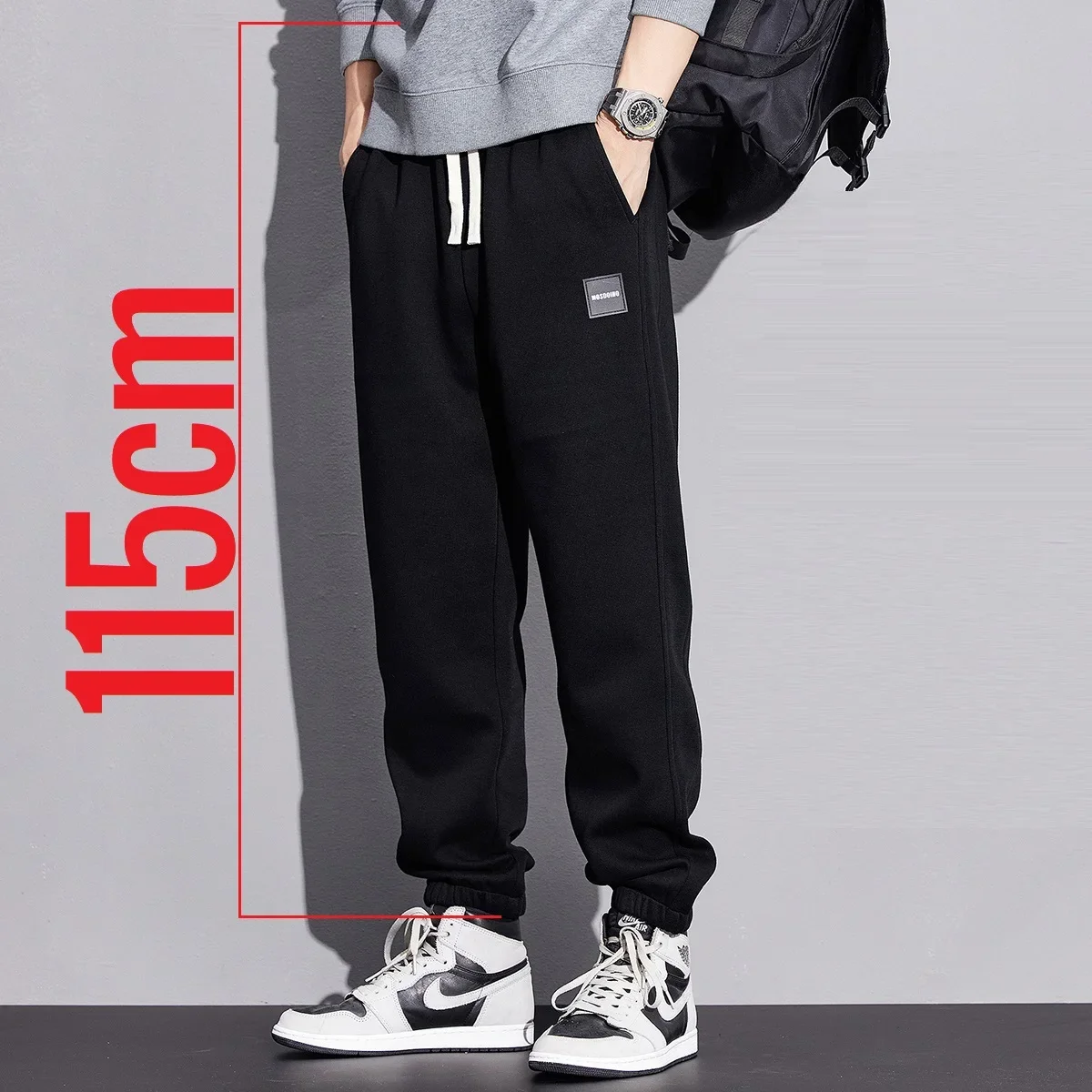 190cm Tall Thin Men's Pants Extra Long Length Elastic Waist Jogger Trouser Male Fleece Winter Sweatpants 115cm 200 Cm Lengthened