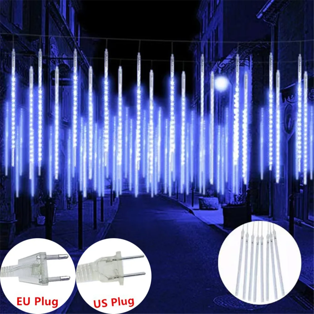 meteor shower rain string lights eaves icicle light para jardim arvore de natal ao ar livre decoracao de casamento tubos 30 cm 50cm 01