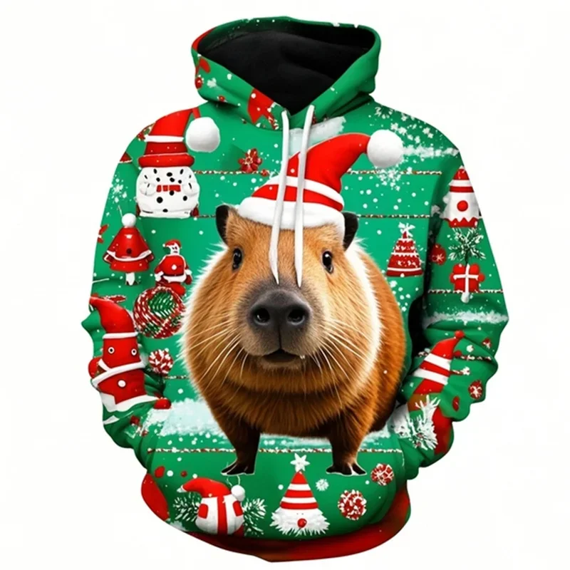 Fall/Winter New Capybara Sweatshirt Hoodie Clothes For Men Women Kid Y2k Hooded Long Sleeved Pullover Comforts Christmas Tops