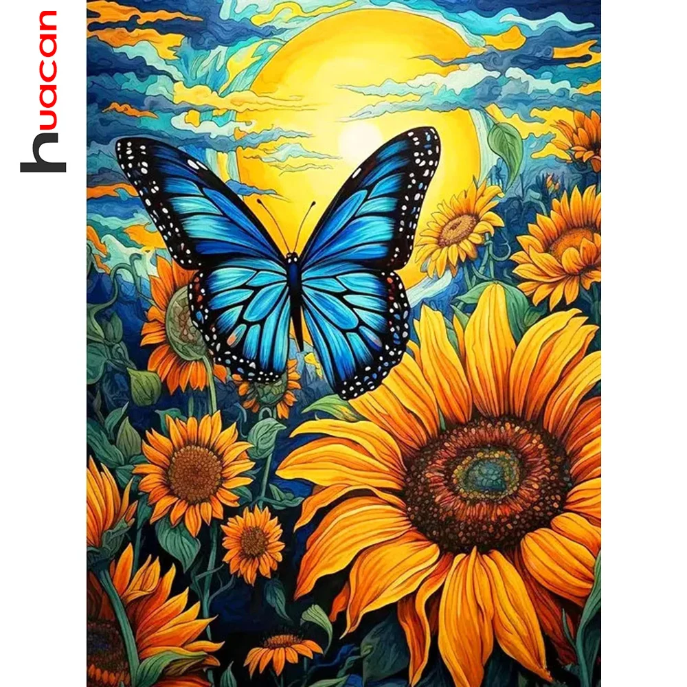 Huacan DIY Diamond Mosaic Animal Butterfly 5D Embroidery Sunflower Cross Stitch Gift Art Home Decorative Paintings