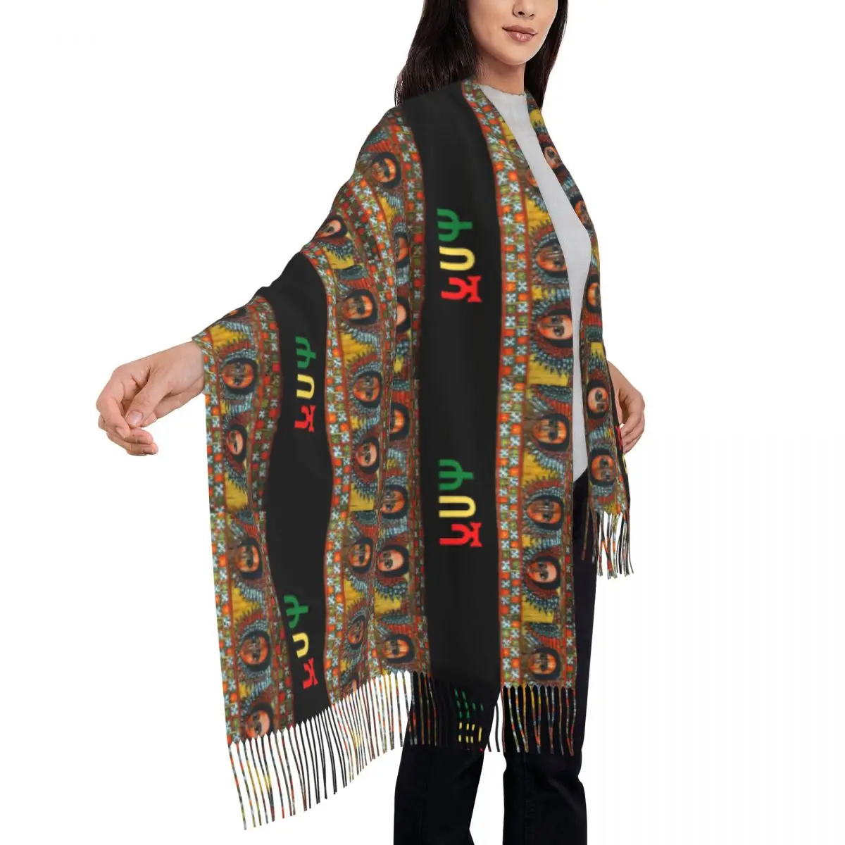 Custom Printed Ethiopian Habesha Art Scarf Women Men Winter Warm Scarves Shawl Wrap