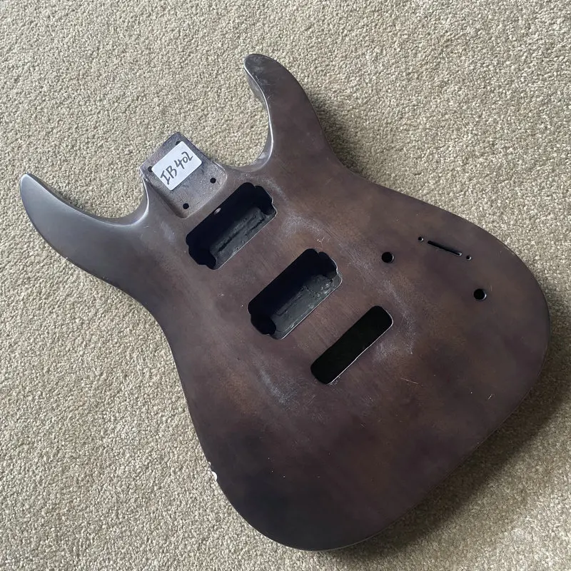 

IB402 Solid Okoume Brown Color Custom Order 6 String Electric Guitar Body Semi Finishing for DIY Replace RIGHT Hand Version