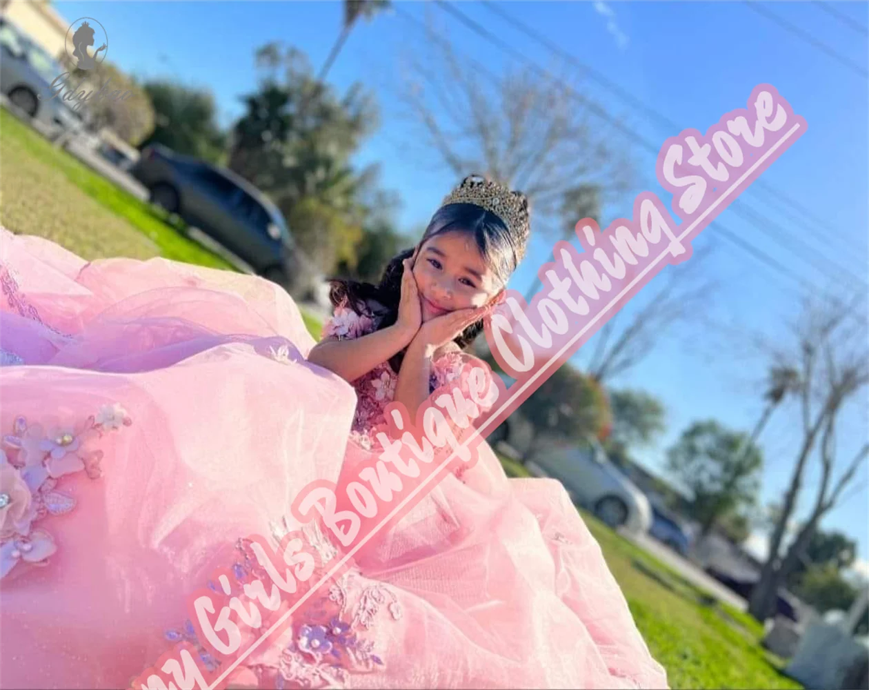 Robe d'anniversaire pour jeune fille, rose clair, personnalisée, en maille moelleuse, premier sacrement, concours de beauté de mariage, événement officiel