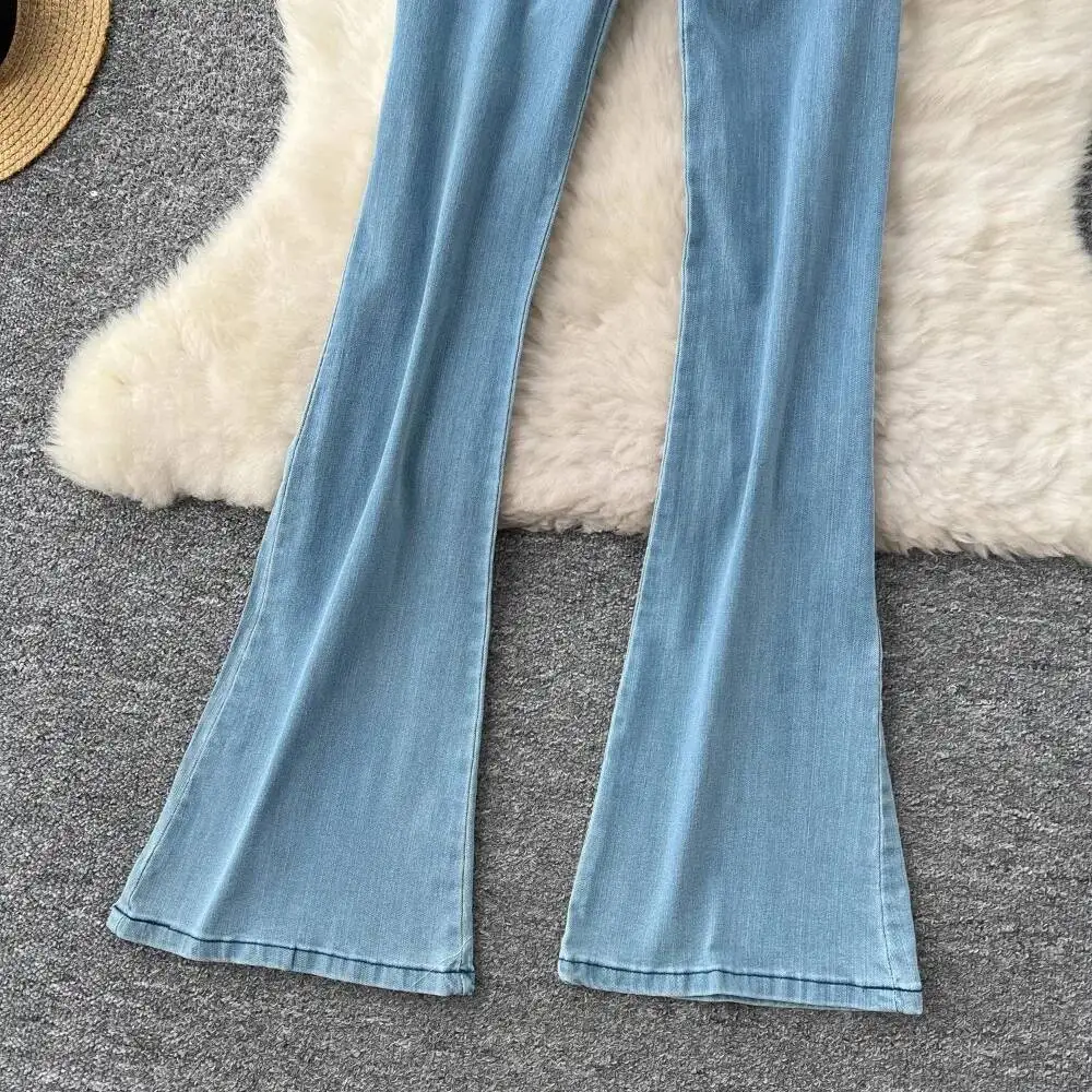 

BabYoung офисный женский прямой боди High Moda, новый тяжелый комбинезон без бретелек с 3D цветами, джинсовый комбинезон с тонкой талией