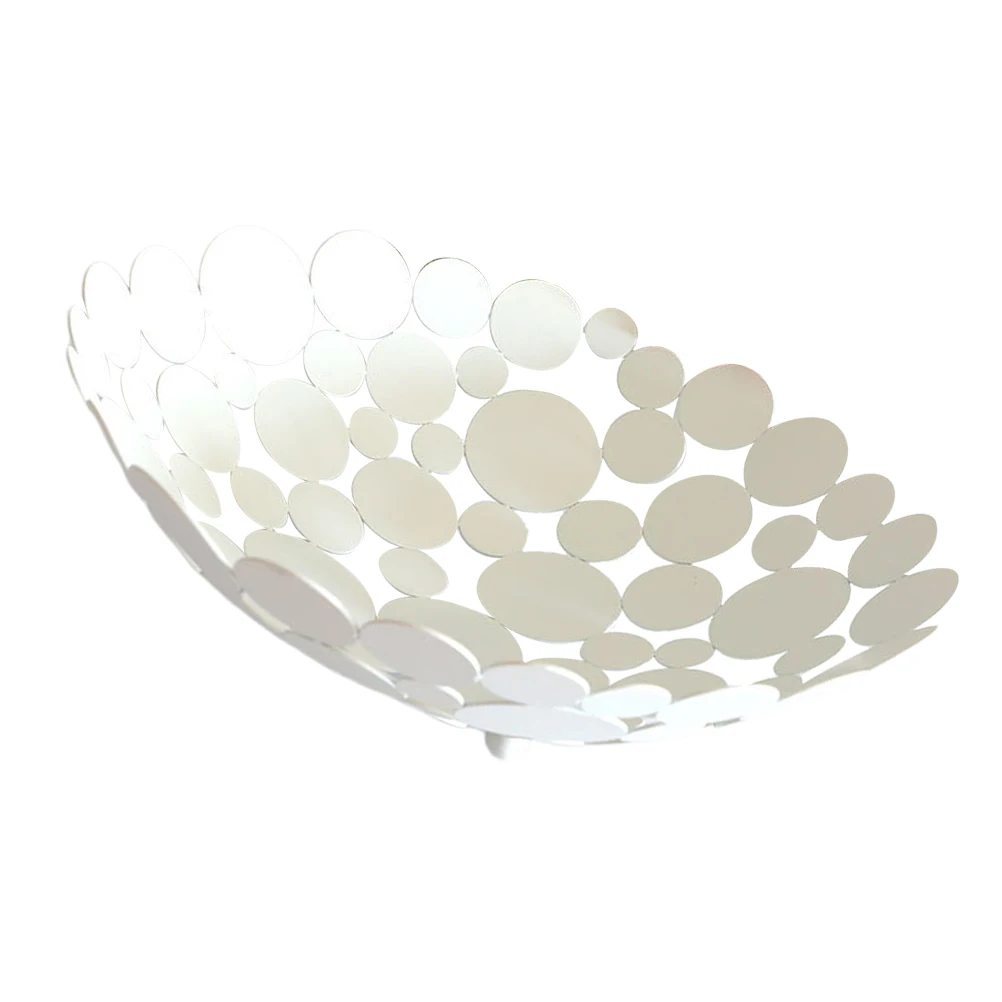 

Iron Fruit Plate Hollow Round Wrought Tray Stylish Home Decor Kitchen Space Gold Plating Smooth Joints Breathable Fruit