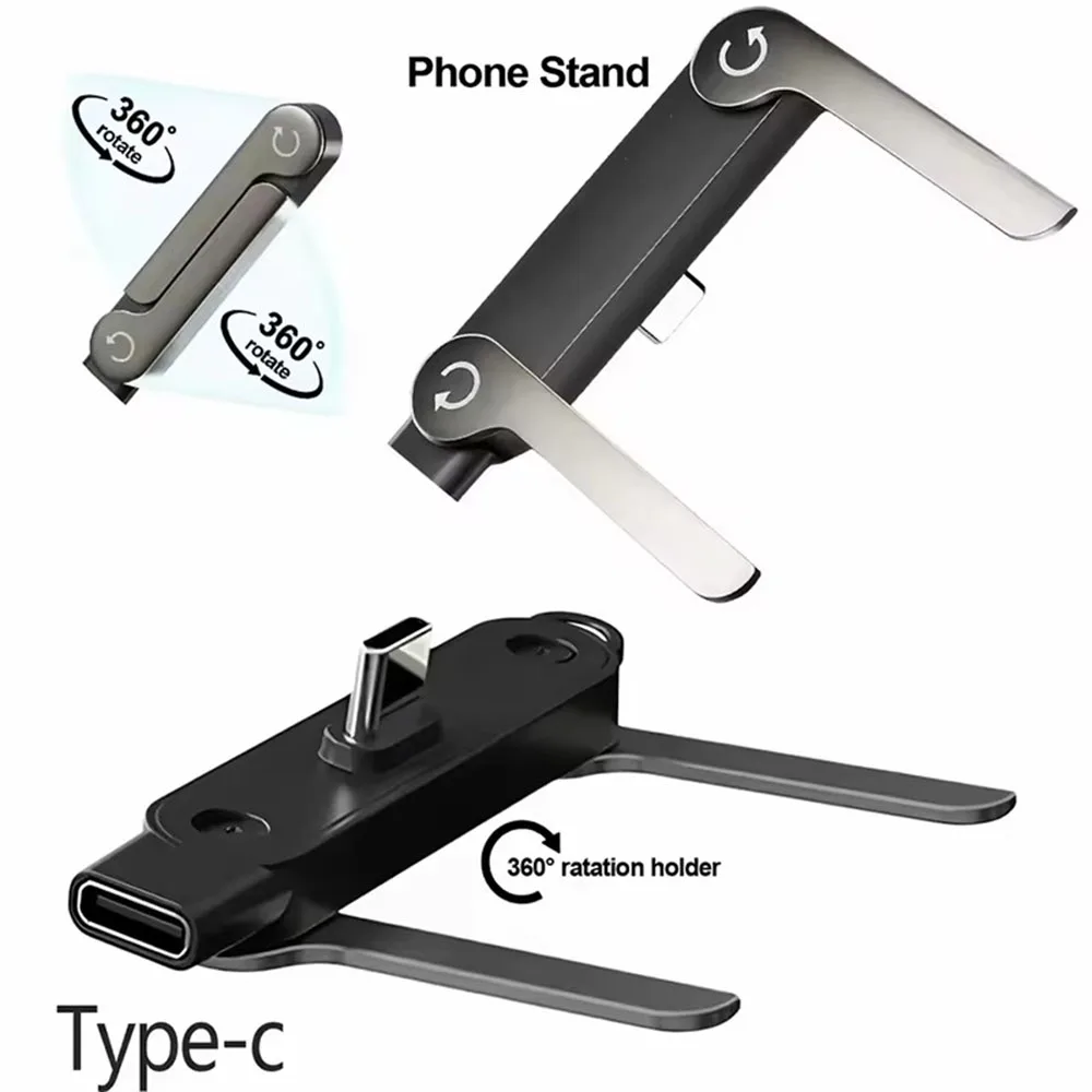 1pc Flat Type-C Phone Charging Bracket Adapter with 240 W Fast Charging Support OTG Functionality Foldable Desktop Mounting Stan - view 4