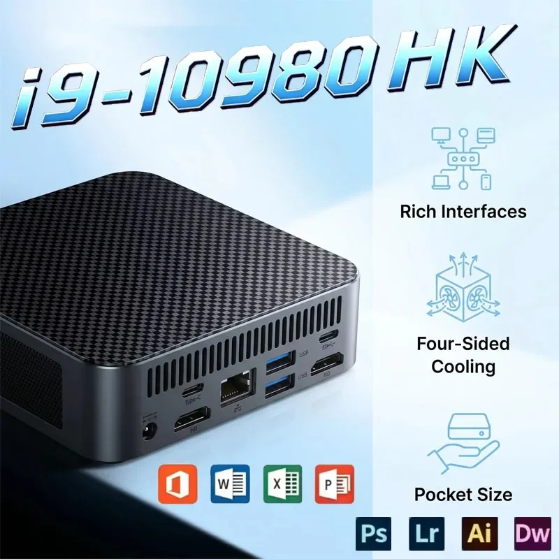 NEW MINI PC Computer Core I9 10980HK 16GB/32GB RAM 1TB/2TB SSD Mini Gaming Pc Desktop Computer Support 4K HD