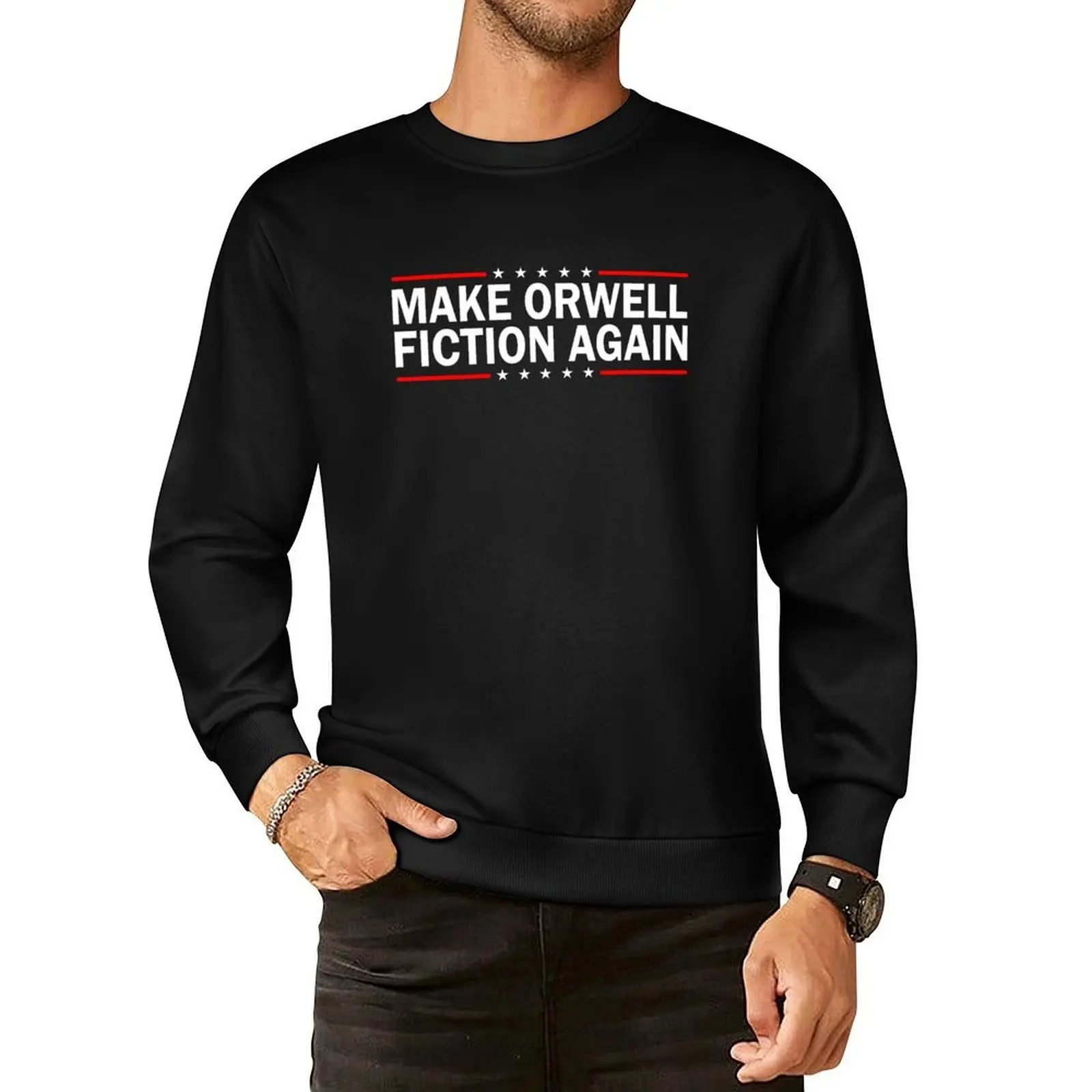 

MAKE ORWELL FICTION AGAIN Pullover Hoodie anime clothing autumn men's clothes japanese style new sweatshirts