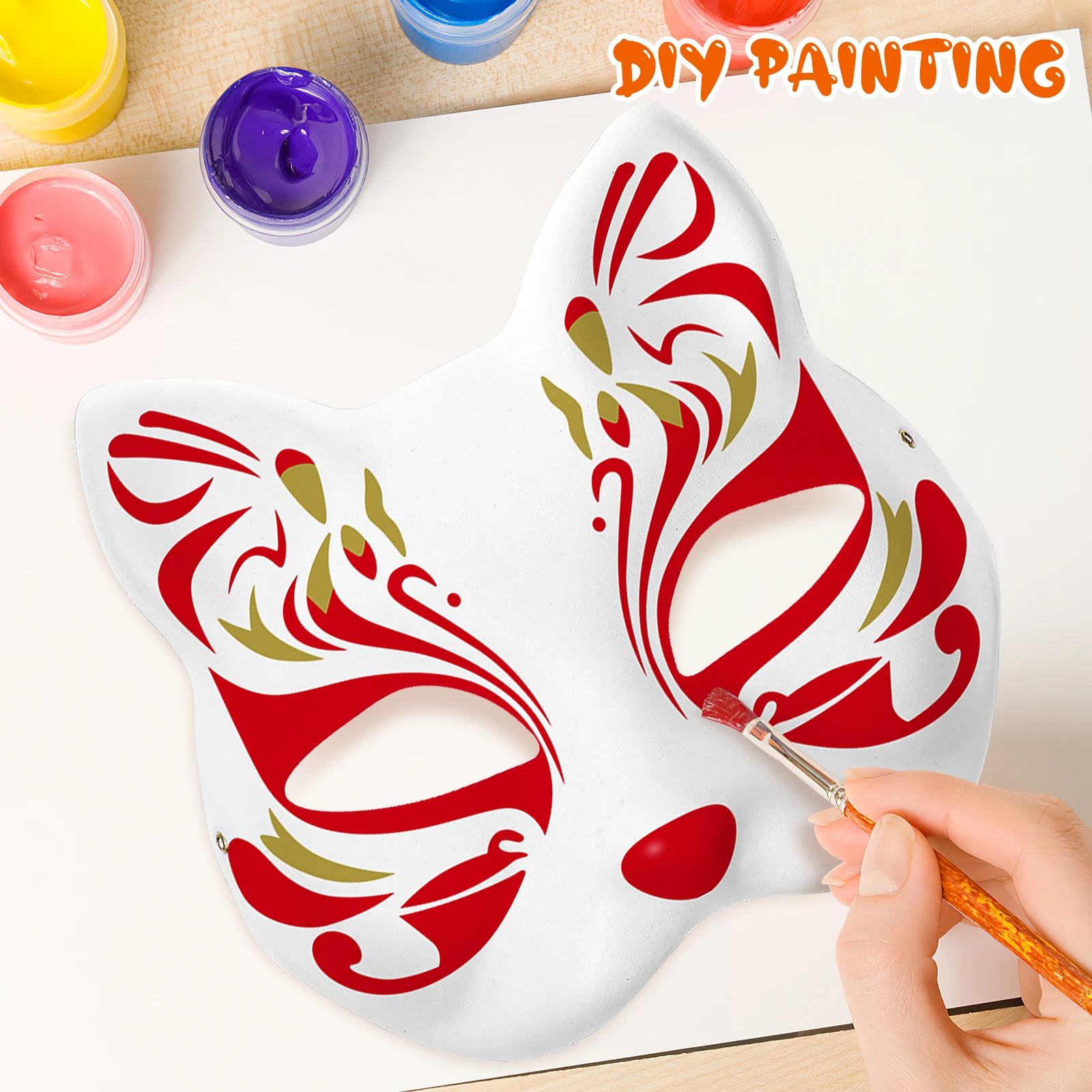 

3pcs Hand Drawn Halloween Crafts Cat Face DIY Painted White Mask Diy Hand Painted Mask Party Accessories Cosplay Facial