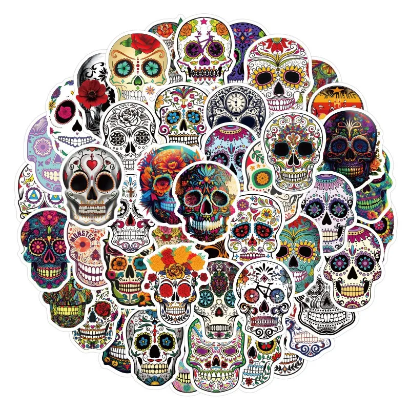 60pcs Flowers Skull Personalized Graffiti Stickers Suitcase Water Cup Guitar Car Scooter Mobile Phone DIY Decorative Stickers