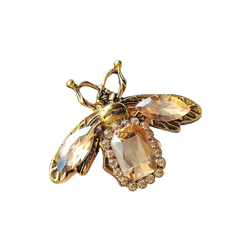 Cute Bee Brooch Fashion Gemstone Insect Rhinestone Corsage Women\'s Coat Suit Accessories Pin Retro Enamel Animal Brooch