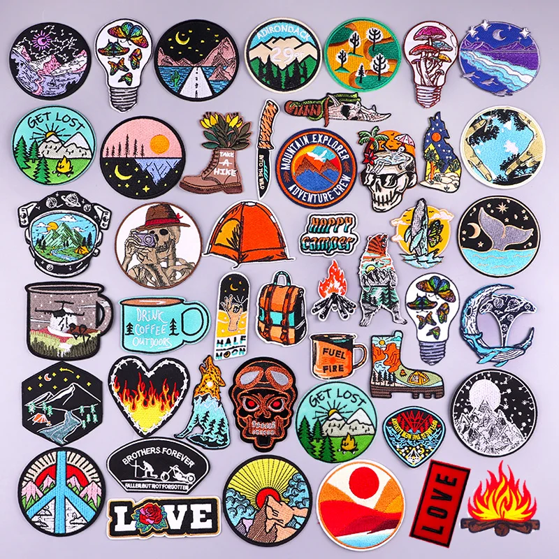 Outdoor Camping Travel Embrodery Patch For Clothing Mountain Wilderness Patches On Cltohes Iron On Patches For Backpack Badges