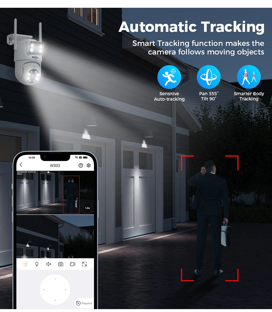 Hiseeu H.265 10CH NVR 3K 6MP Surveillance System Dual Lens Smart PTZ IP Camera Color Night Vision Auto Tracking WiFi CCTV System