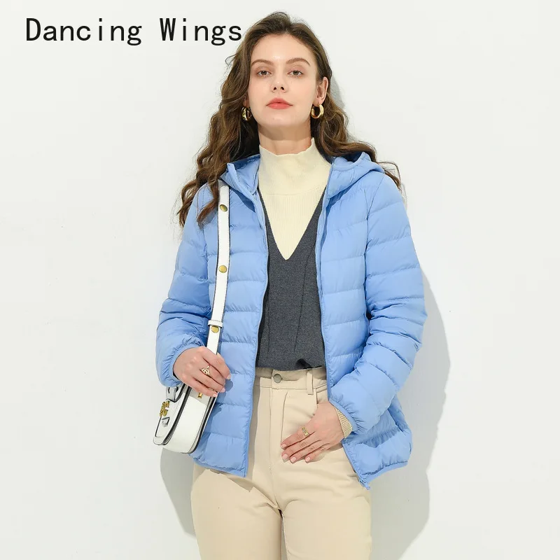 Hooded Woman Down Coat 90% White Duck Down Fill Simple Design Zipper Winter Coat 2024 Lightweight down jacket Outwear