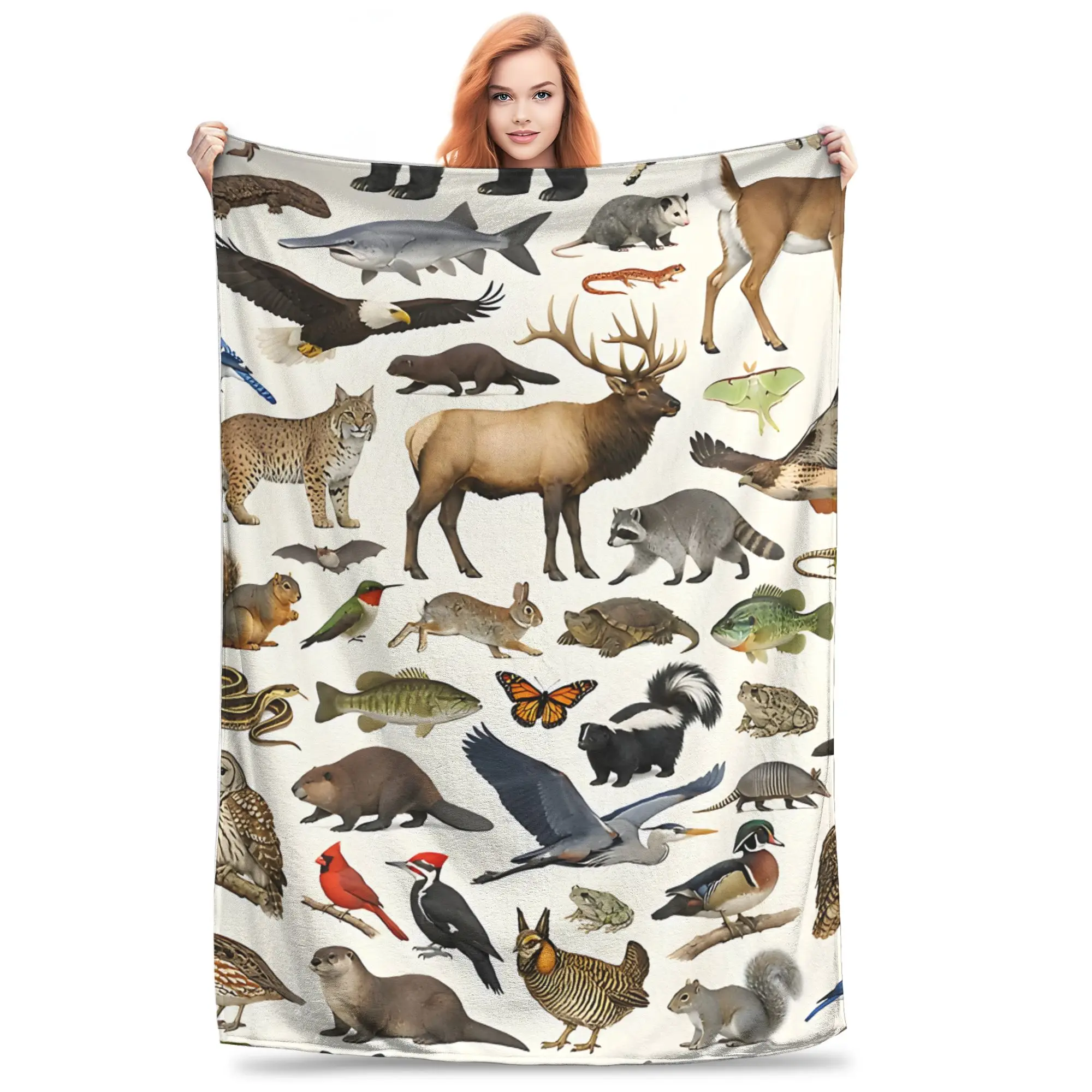 1PC Home Cutecore Animals Of Missouri Style Identification Chart  Blanket Super Cosy Plush Home Living Room Sofa halloween
