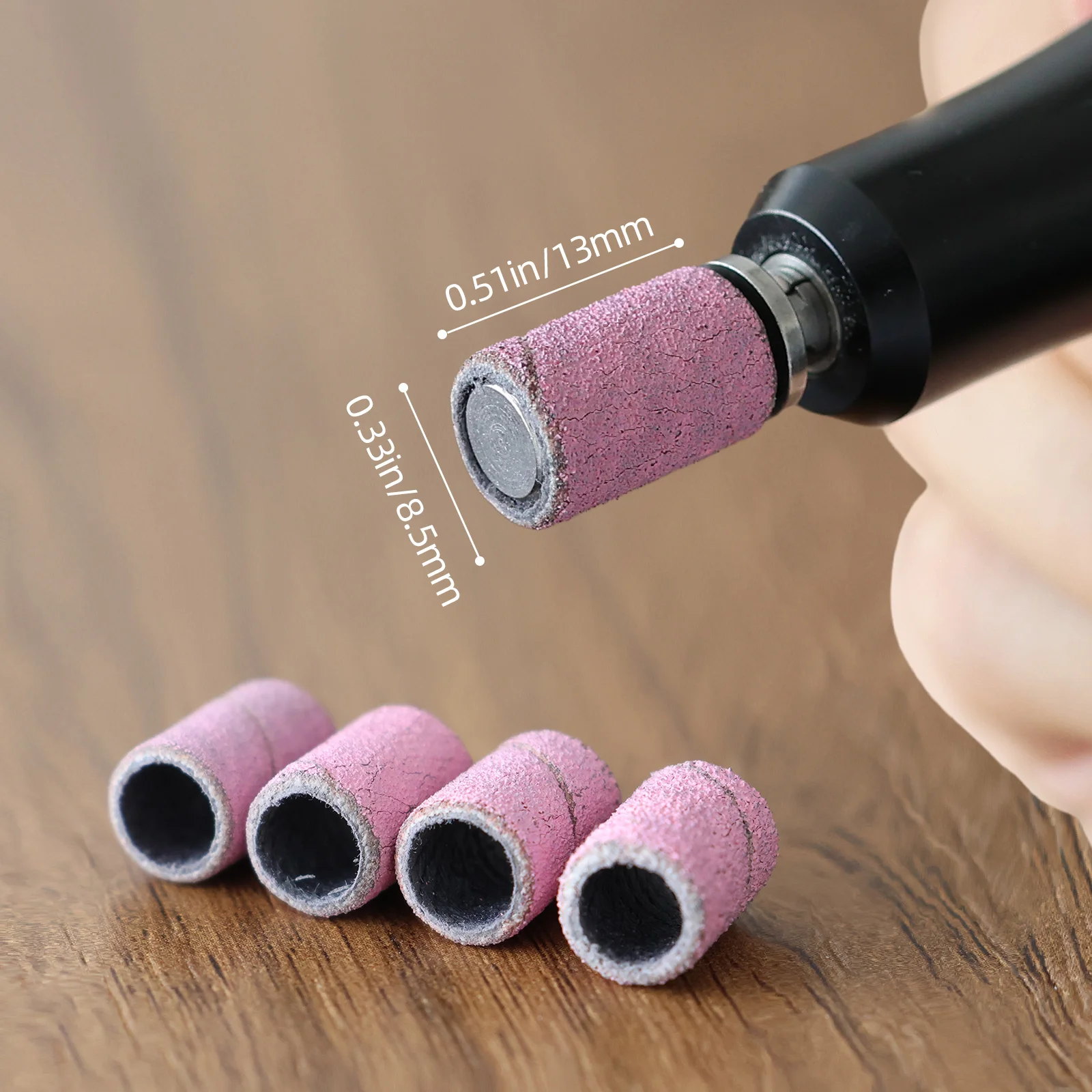 HYTOOS 50Pcs/Bag Pink Sanding Bands Without  Mandrel Electric Nail Drill Bit Accessories Gel Removal Nails Care Polishing Tool