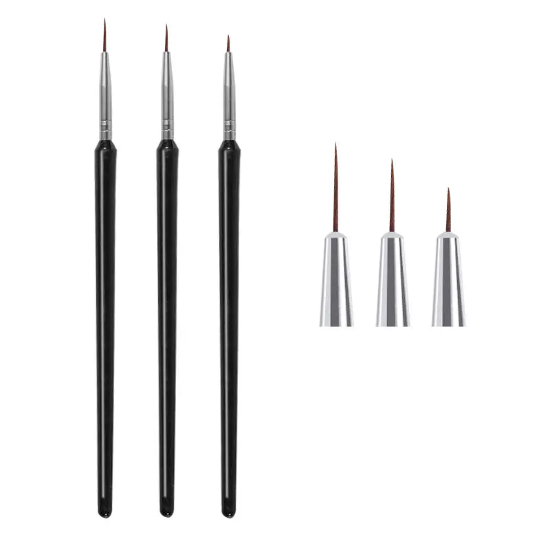 

3pcs/set Nails Art Acrylic Brushes Colored Drawing Pens Black Stem Nail Enhancement Tools Nails Supplies for Professionnals