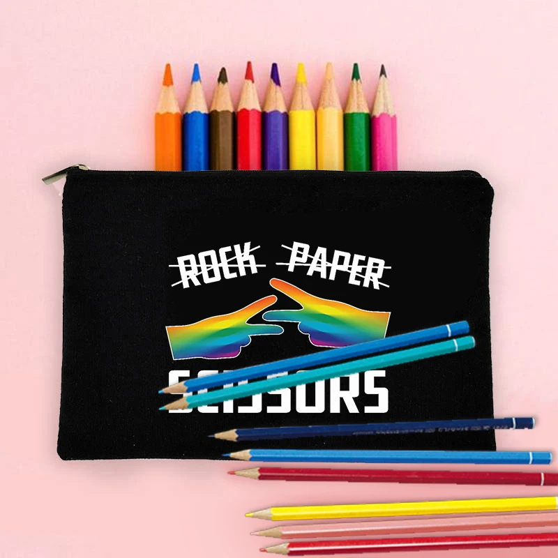 Rock Paper Scissors Pattern Makeup Bag Best Gift for LGBTQ Gay Cosmetic Case LGBT Appreciation Gift Toiletry Pouch Free Shipping