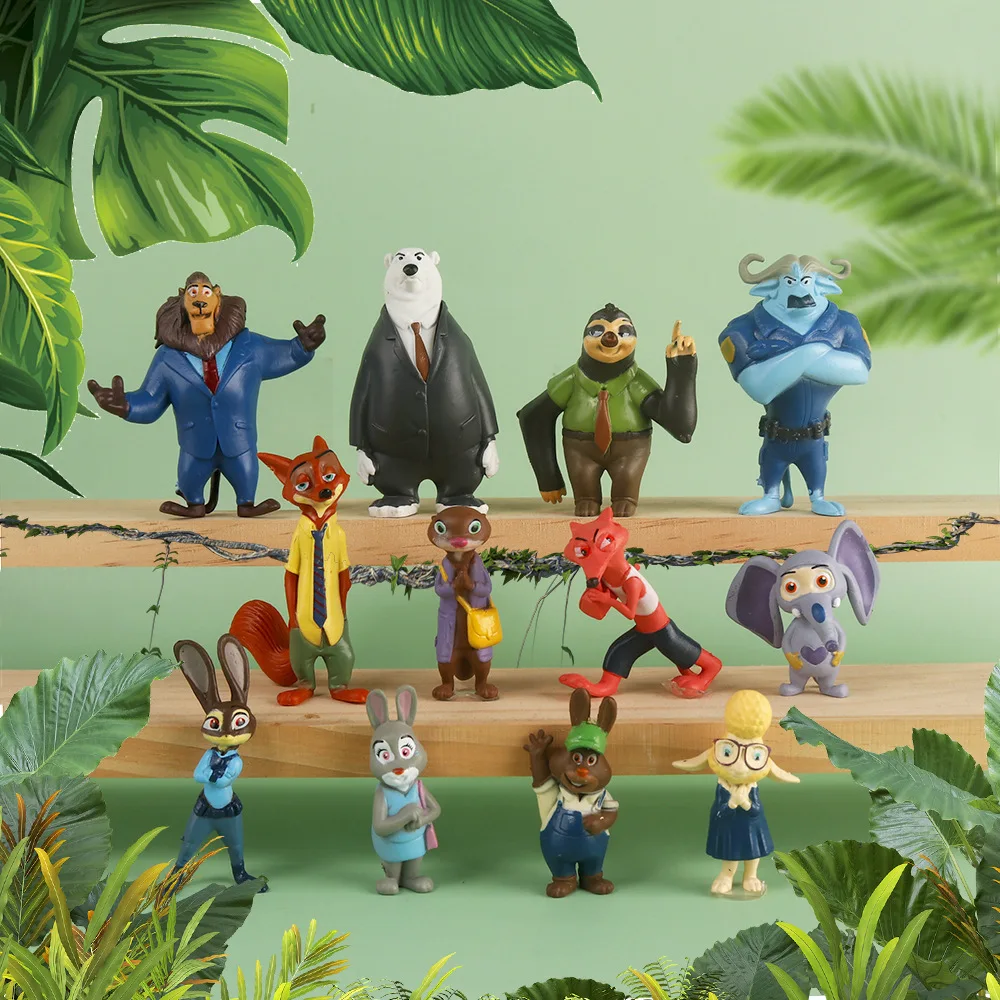 12 шт., аниме Zootopia, животные, экшн-фигурки, игрушки, кролик Джуди Хоппс, лиса, Ник Уайльд, фильм, детский подарок, коллекция фигурок