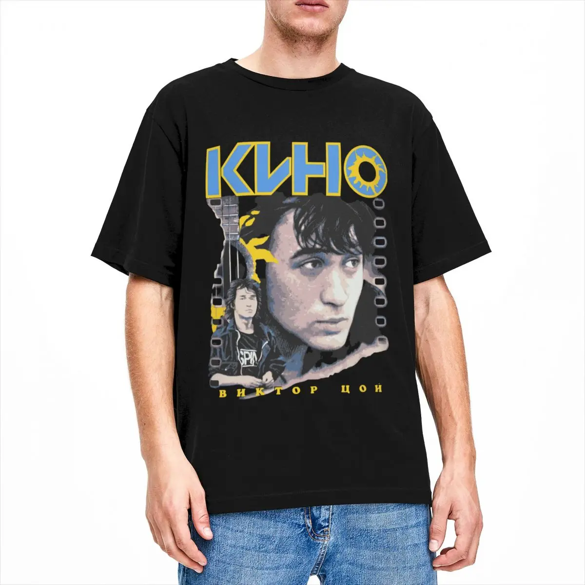 Vintage Kino Rock Viktor Tsoi T-Shirt Men Women Round Collar Cotton Tees Gift Idea Tops