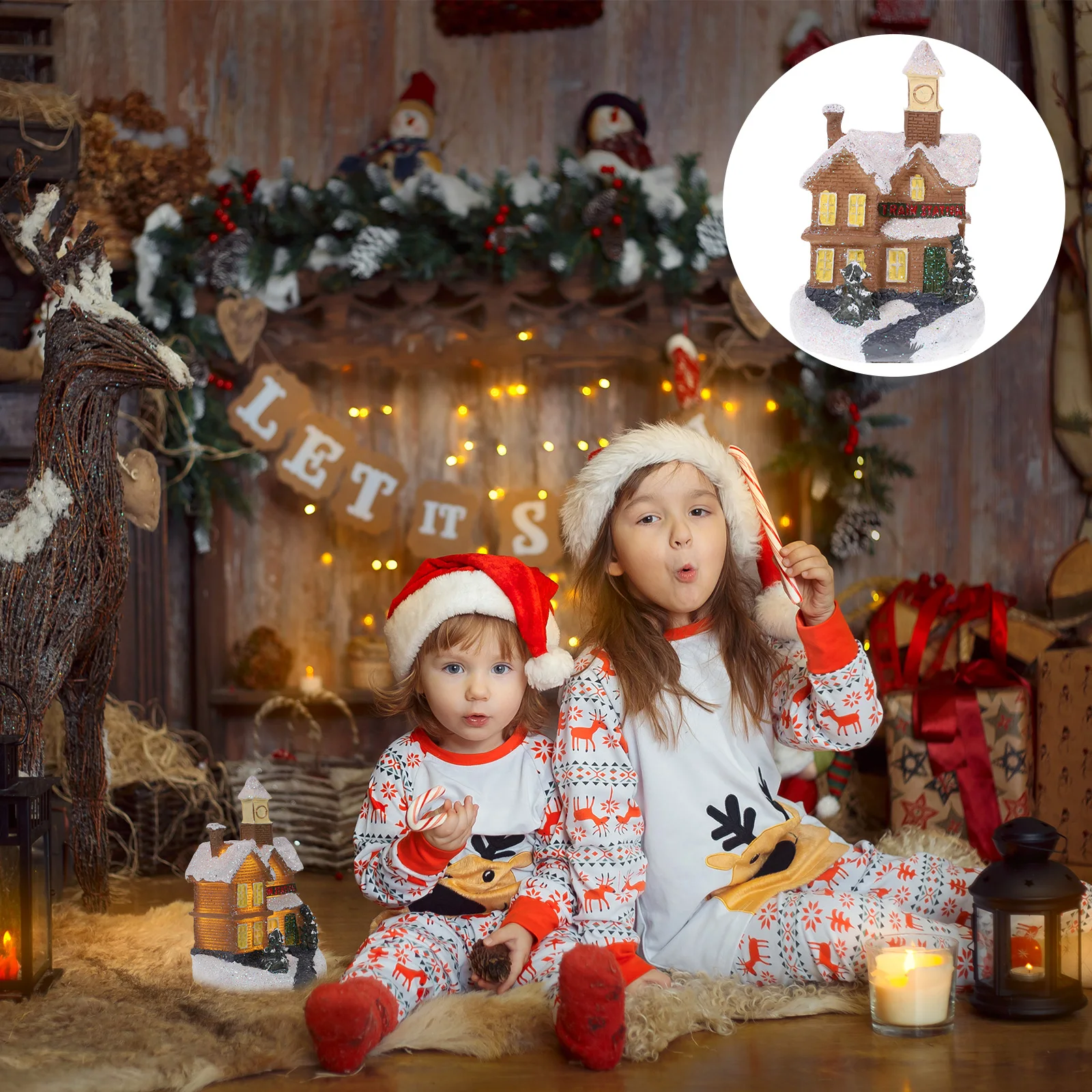 

Glowing House Mini Resin L Accessory Christmas Centerpieces Xmas nament Home Accent Holiday Xmas nament Gift